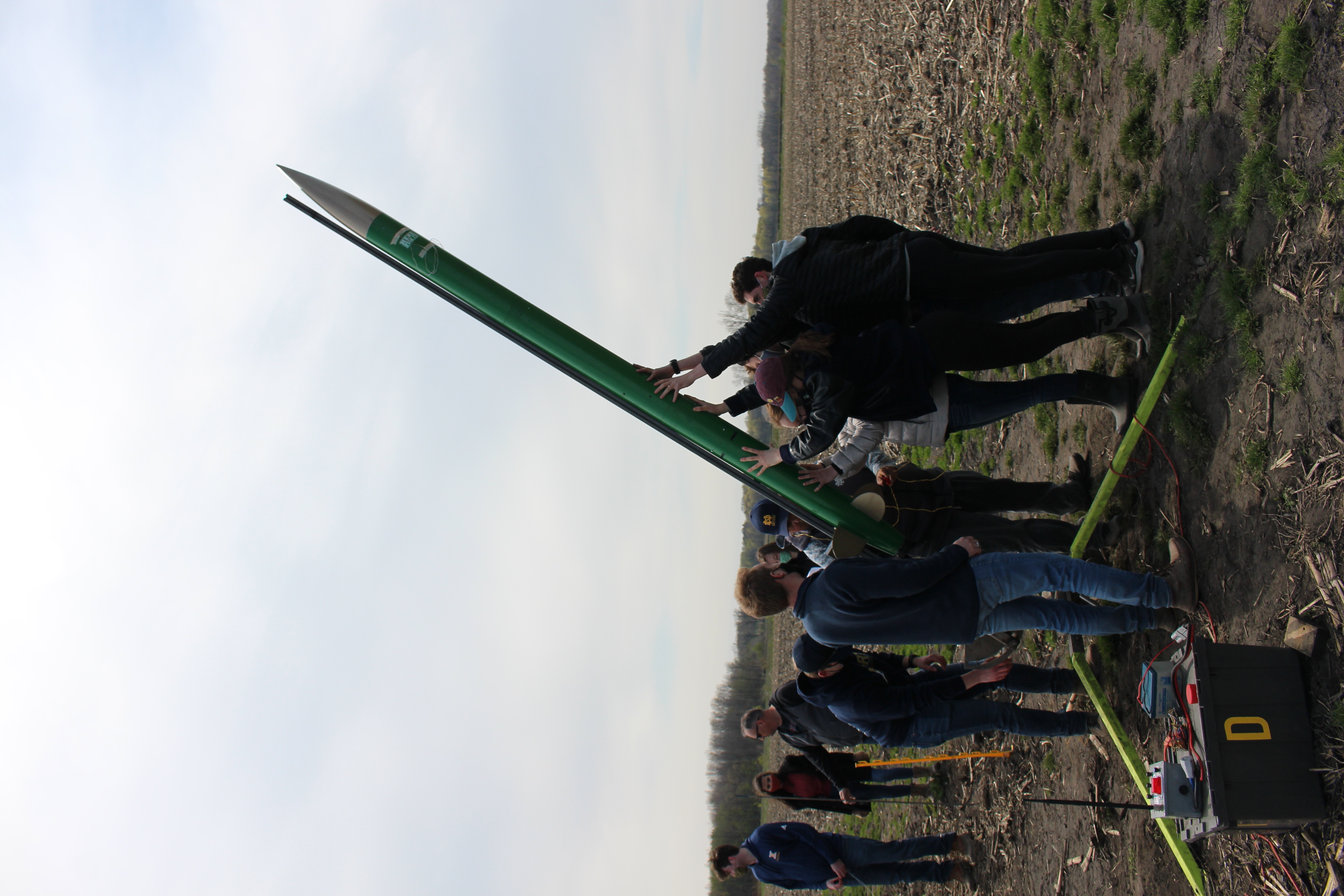 Rocket being set up for a test launch